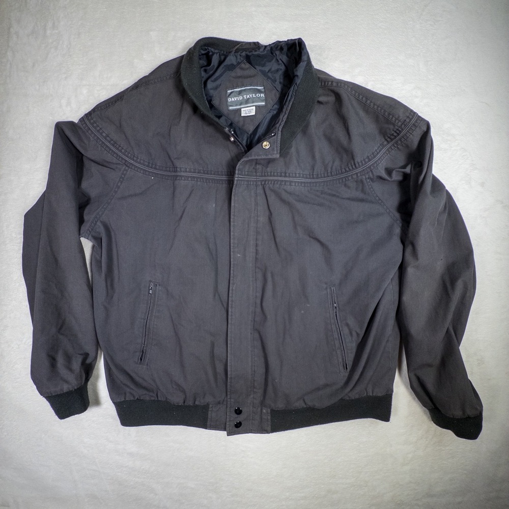 David Taylor Mens Jacket Bomber Style Black Size XL Tall Casual‎ Outerwear